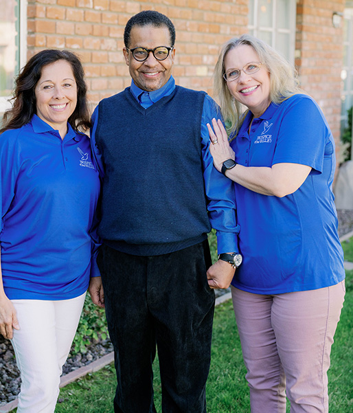 AZSC patient Artino Sims with RN Lisa Schultz and SW Mica