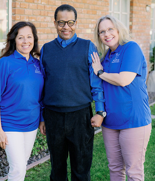 AZSC patient Artino Sims with RN Lisa Schultz and SW Mica